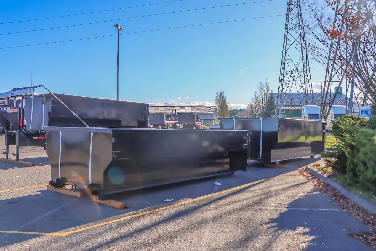 Roll-off dumpster ready for waste disposal at job site for Construction Dumpster Rental in Hidden Valley